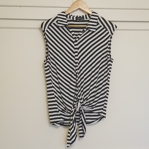 Spense Tops - Black & White Striped Shirt  EUC